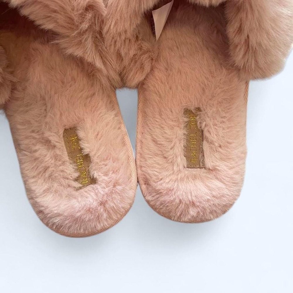Pink faux fur fuzzy slippers size 10 by Rachel Zoe - Picture 3 of 7